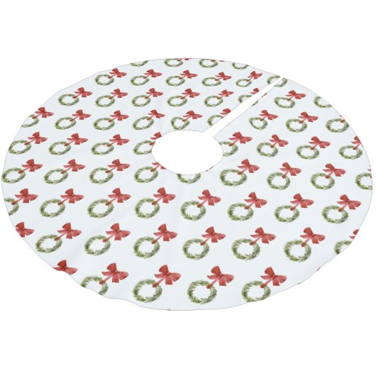 Jupon De Sapin En Polyester Brossé Végétation de Noël Wreath Red Bow Rustic (Angle)