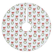 Jupon De Sapin En Polyester Brossé Végétation de Noël Wreath Red Bow Rustic (Devant)