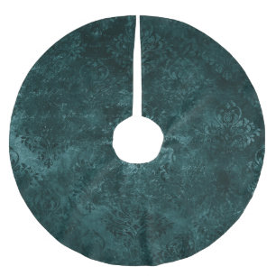 Jupon De Sapin En Polyester Brossé Velvety Turquoise Damask Grunge vert foncé Baroq