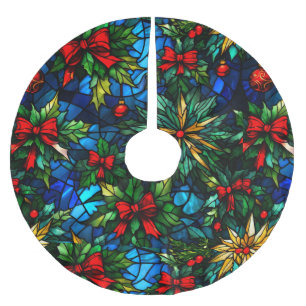 Jupon De Sapin En Polyester Brossé Verre coloré amusant Arbre de Noël Base Couvrir