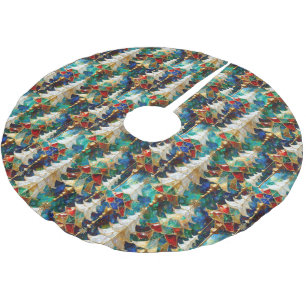 Jupon De Sapin En Polyester Brossé Verre coloré Arbres de Noël