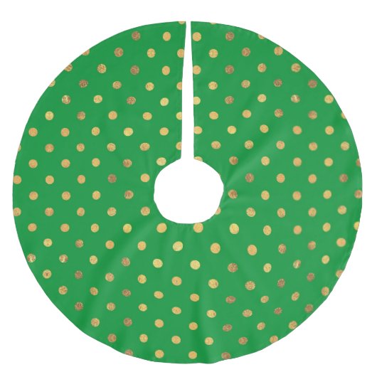 Jupon De Sapin En Polyester Brossé Vert avec points de Parties scintillant or (Devant)
