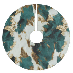 Jupon De Sapin En Polyester Brossé Vert Blanc Or