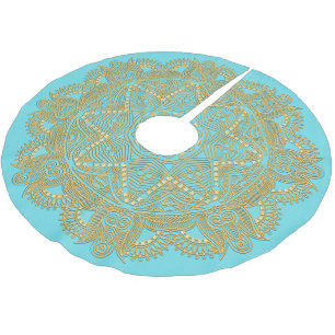 Jupon De Sapin En Polyester Brossé Vert bleu clair Motif Mandala Star