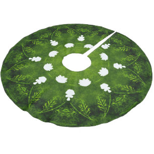 Jupon De Sapin En Polyester Brossé Vert et blanc Floral Vintage