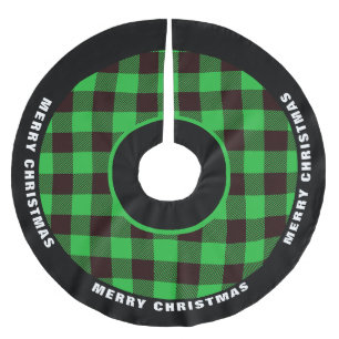 Jupon De Sapin En Polyester Brossé Vert et noir carreau de bœuf, Joyeux Noël