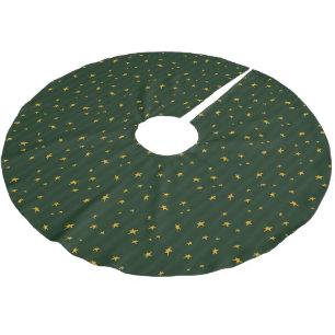 Jupon De Sapin En Polyester Brossé Vert étoile rayure férié Noël