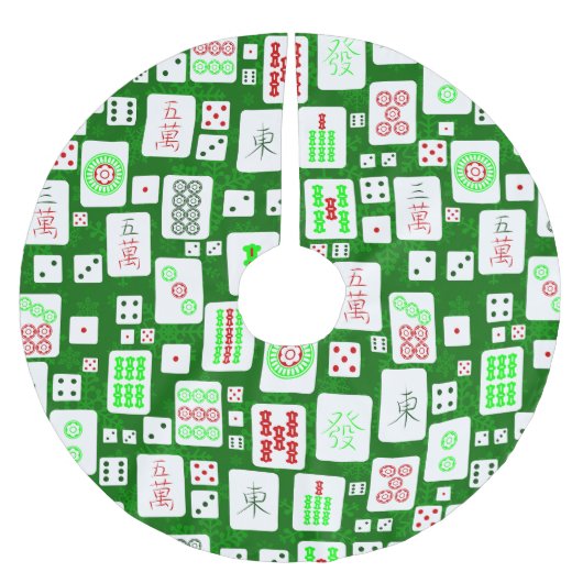Jupon De Sapin En Polyester Brossé vert noël mahjong chinois jeu de tuiles asiatiques (Devant)
