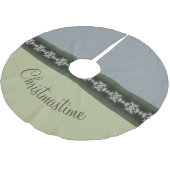 Jupon De Sapin En Polyester Brossé Vert Sage Avec Vacances Gris (Angle)