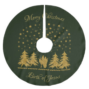 Jupon De Sapin En Polyester Brossé Vierge religieuse de Noël Marie, Saint Joseph, Jés