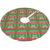 Jupon De Sapin En Polyester Brossé Vilain pull motif sonnettes Joyeux fils Xmas (Angle)