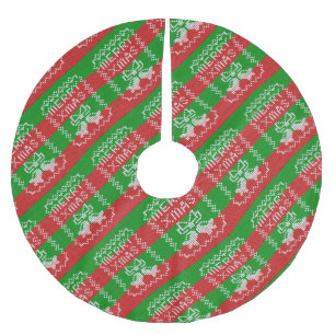 Jupon De Sapin En Polyester Brossé Vilain pull motif sonnettes Joyeux fils Xmas