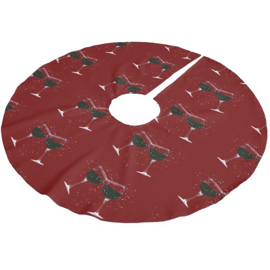 Jupon De Sapin En Polyester Brossé Vin de vacances Cheer Christmas Tree Jupe (Angle)