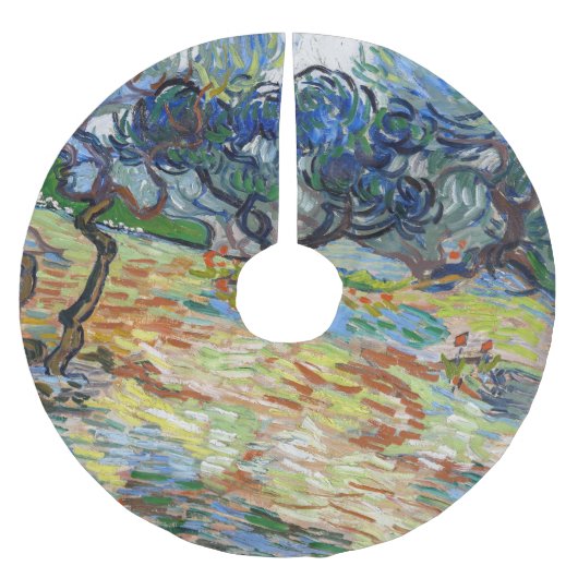 Jupon De Sapin En Polyester Brossé Vincent van Gogh - Oliviers : Ciel bleu vif (Devant)