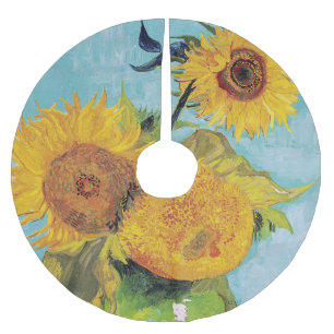 Jupon De Sapin En Polyester Brossé Vincent Van Gogh - Trois tournesols dans un vase
