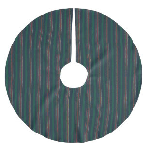 Jupon De Sapin En Polyester Brossé Vintage bleu marine rouge rayures vert Noël