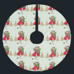 Jupon De Sapin En Polyester Brossé Vintage Christmas Lady présente Red Green Gold<br><div class="desc">Noël tel qu'il semblait dans les années 1950 avec cette oeuvre rétro d'une dame toute habillée en robe pleine jupe en rouge.</div>