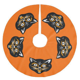 Jupon De Sapin En Polyester Brossé Vintage classique Halloween noir chat visage crocs