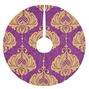 Jupon De Sapin En Polyester Brossé Vintage Damask Motif ornemental.