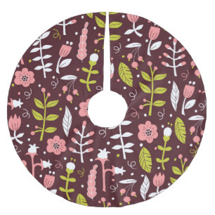 Jupon De Sapin En Polyester Brossé Vintage Doodle Floral sans couture Motif