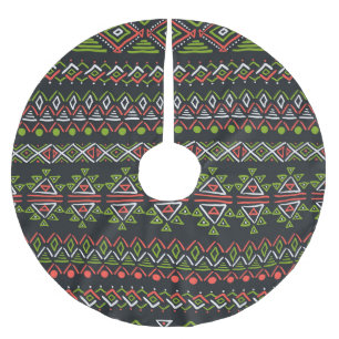 Jupon De Sapin En Polyester Brossé Vintage géométrique : ensemble de motifs sans soud