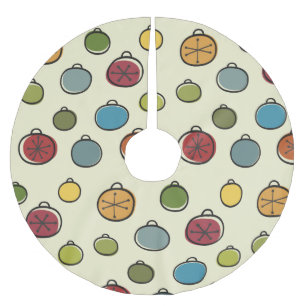 Jupon De Sapin En Polyester Brossé Vintage Noël Atomique époque colorée Ornements