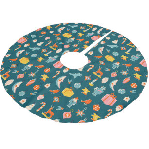 Jupon De Sapin En Polyester Brossé Vintage Noël Ornements Motif