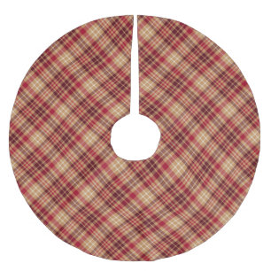 Jupon De Sapin En Polyester Brossé Vintage or brun rouge diagonale plaid pays douille