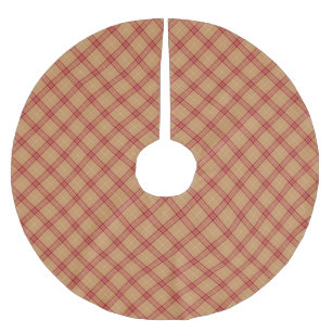 Jupon De Sapin En Polyester Brossé Vintage payé or rouge diagonale motif Noël