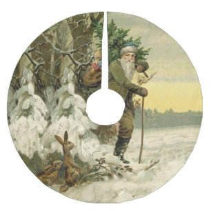 Jupon De Sapin En Polyester Brossé Vintage Père Noël Noël Victorien