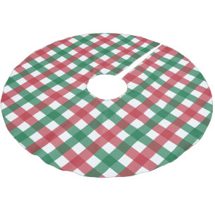 Jupon De Sapin En Polyester Brossé Vintage rétro carreaux écossais rouges et verts ca