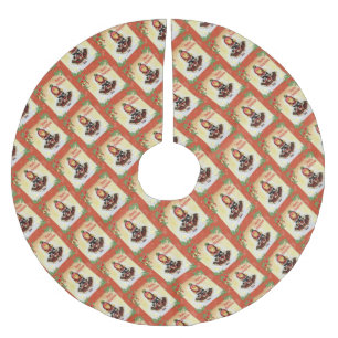 Jupon De Sapin En Polyester Brossé Vintage Tartan Girl "Joyeux Noël"