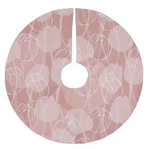 Jupon De Sapin En Polyester Brossé Vintage Tulipes blanches Arrière - plan rose