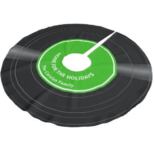 Jupon De Sapin En Polyester Brossé Vinyle rétro personnalisé disque vert brillant