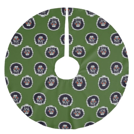 Jupon De Sapin En Polyester Brossé Visage Zombie sur vert (Devant)