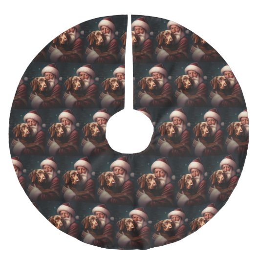 Jupon De Sapin En Polyester Brossé Vizsla avec Noël Festif du Père Noël (Devant)