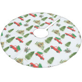 Jupon De Sapin En Polyester Brossé Voiture rouge avec jupe d'arbre de Noël (Angle)