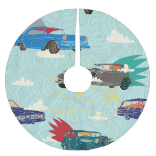 Jupon De Sapin En Polyester Brossé Voitures anciennes : Ciel nuages Motif