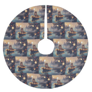 Jupon De Sapin En Polyester Brossé Voyage de fête de Noël du Lappishunde finnois