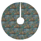 Jupon De Sapin En Polyester Brossé Voyage de Noël de Basenji (Devant)