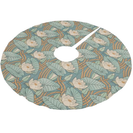 Jupon De Sapin En Polyester Brossé Water Lys Lily Art Nouveau Nature (Angle)