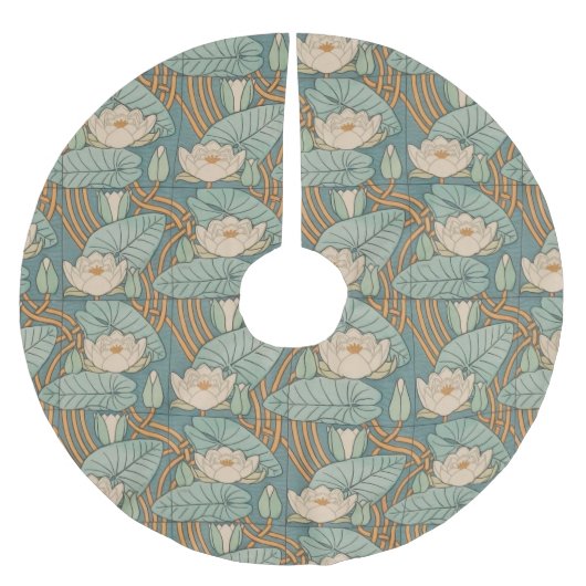 Jupon De Sapin En Polyester Brossé Water Lys Lily Art Nouveau Nature (Devant)