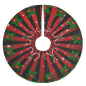 Jupon De Sapin En Polyester Brossé Weihnachtsmuster mit Zuckerstangen (Devant)