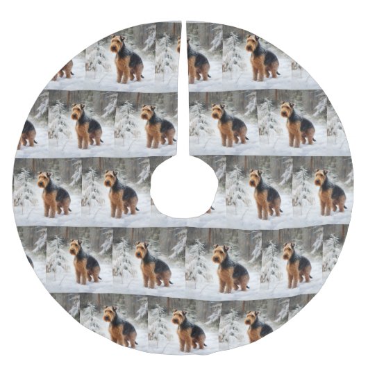 Jupon De Sapin En Polyester Brossé Welsh Terrier Laisser Neige Noël (Devant)