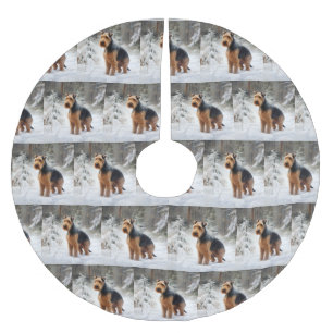 Jupon De Sapin En Polyester Brossé Welsh Terrier Laissez Tomber la Neige Noël