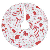 Jupon De Sapin En Polyester Brossé Whimsical, Fun Red & White Christmas (Devant)
