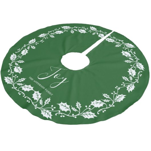 Jupon De Sapin En Polyester Brossé White Holly Feuille Joie Script Noël (Angle)