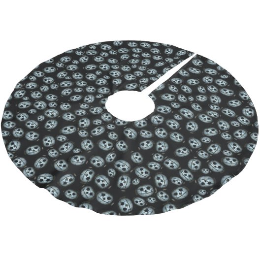Jupon De Sapin En Polyester Brossé White Pumpkins Halloween (Angle)