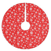 Jupon De Sapin En Polyester Brossé White Snowflakes on Red Winter Pattern (Devant)