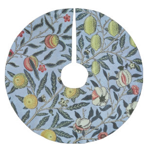 Jupon De Sapin En Polyester Brossé William Morris Motif Fruit Rouge Grenade Vintage